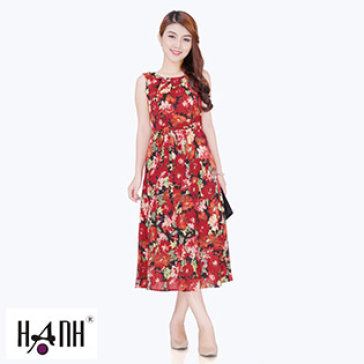 Đầm Hoa Chít Ly Cổ Cột Eo 5737, Thời Trang Hạnh