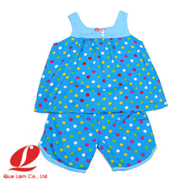 Bộ Ngắn Bé Gái Rayon Không Tay – 116002D - BST TH Quế Lâm