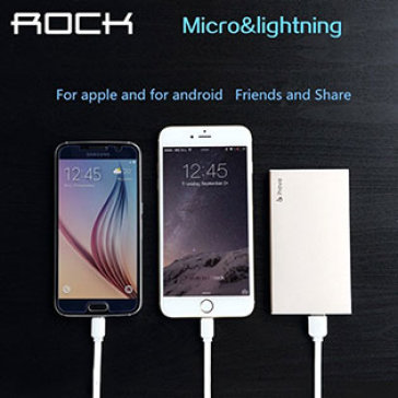 Dây Cáp Sạc Đôi Rock 2 Cổng Lightning – Micro USB 