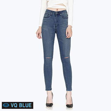 Quần Jean Xanh Nhạt Rách Gối VQ Blue 7814-1