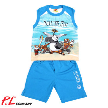 Bộ Thun Bé Trai Không Tay Gấu Kungfu Size Nhỏ -TH P&L