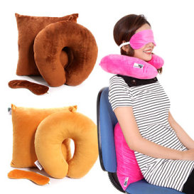 Combo Gối Tựa Lưng + Gối Kê Cổ + Bịt Mắt Nhung Lạnh Cao Cấp - T.H Hali (BST03)