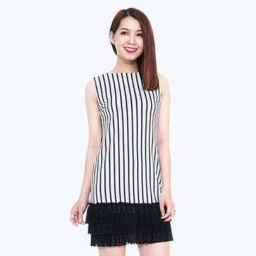 Đầm Suông Tùng Phối Lưới 3 Tầng Trẻ Trung Dini