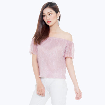 Áo Kiểu Ánh Kim Rớt Vai Dễ Thương