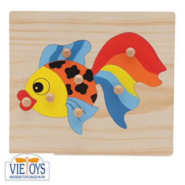 Đồ Chơi Gỗ Vietoys - Tranh Ghép Có Chốt Hình Cá Vàng VT3P-0129