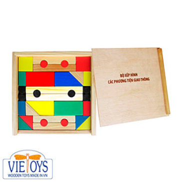 Đồ Chơi Gỗ Vietoys - Bộ Xếp Hình Các Phương Tiện Giao Thông (32...