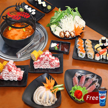 Buffet Lẩu Và Sushi Phục Vụ Tại Bàn Free Pepsi Nhà Hàng Yaki Times...