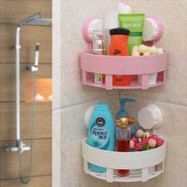 Kệ Góc Hít Tường Nút Vặn Chắc Chắn Nhà Tắm Phòng Bếp Tiện Ích