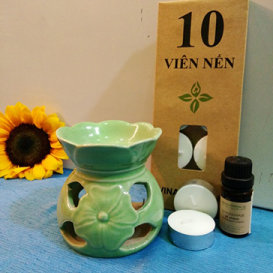 Đèn Xông Tinh Dầu Nến Vẽ + Tặng Tinh Dầu 10ML, Hộp Nến (10 Viên)