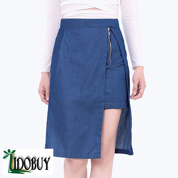 Chân Váy Denim Xẻ Tà Dạo Phố TH Lidobuy