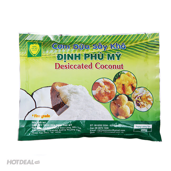 Combo 5 Gói Cơm Dừa Sấy Khô Hạt Nhỏ Định Phú Mỹ