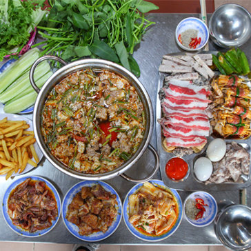 Combo Lẩu - Nướng Hấp Dẫn Tại Gạch Quán 55 Đại Cồ Việt