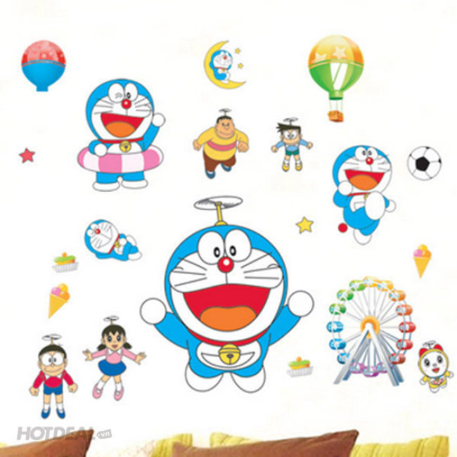 Combo 2 Decal Nhân Vật Hoạt Hình Cho Bé Mẫu Doreamon 2