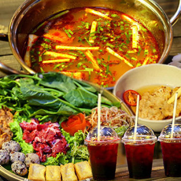 Asiana Food Town Combo Lẩu Riêu Cua Bắp Bò Và 03 Ly Trà Atiso Đỏ...