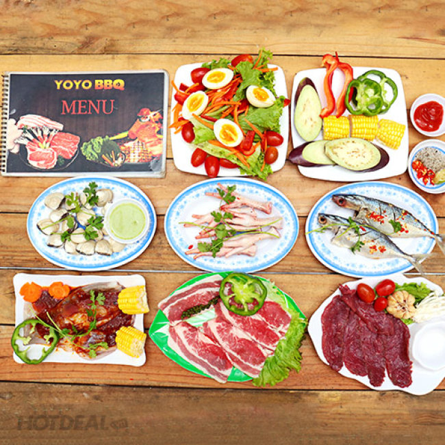 Yoyo BBQ Set 8 Món Bò Mỹ/ Úc + Hải Sản Nướng Tại Bàn Cho 4-6...