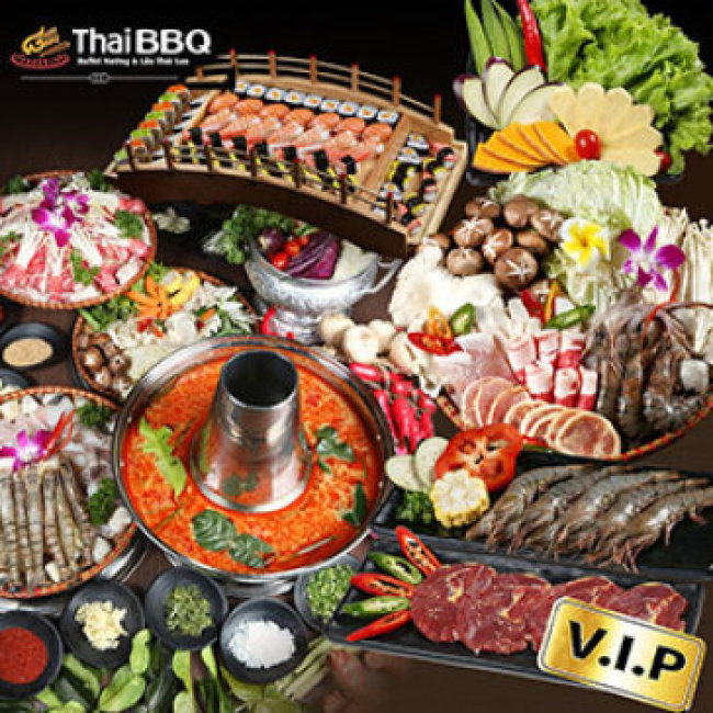 Buffet Thái BBQ Trưa/ Tối Lẩu, Nướng, Bò Mỹ & Sushi Tại Vincom...