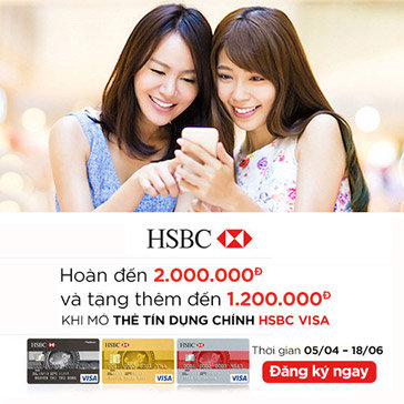 Tặng Đến 3,2 Triệu VND Khi Mở Thẻ Tín Dụng Chính HSBC Visa 