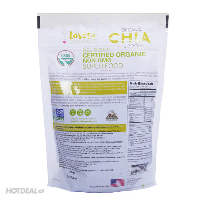 Hạt chia sạch Loveta Organic Nhập khẩu từ Mỹ 454gr