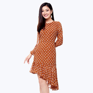 Đầm Họa Tiết Hoa Nhí Lệch Tà