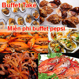 Buffet Tối Ốc, Hải Sản, BBQ & Lẩu Gần 60 Món - Cua/ Ghẹ Ăn Không Giới Hạn Tại Buffet Takê - Miễn Phí Buffet Nước Uống