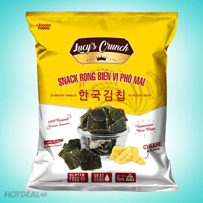 Combo 10 Gói Snack Rong Biển Phô Mai Hàn Quốc Lucy's Crunch 