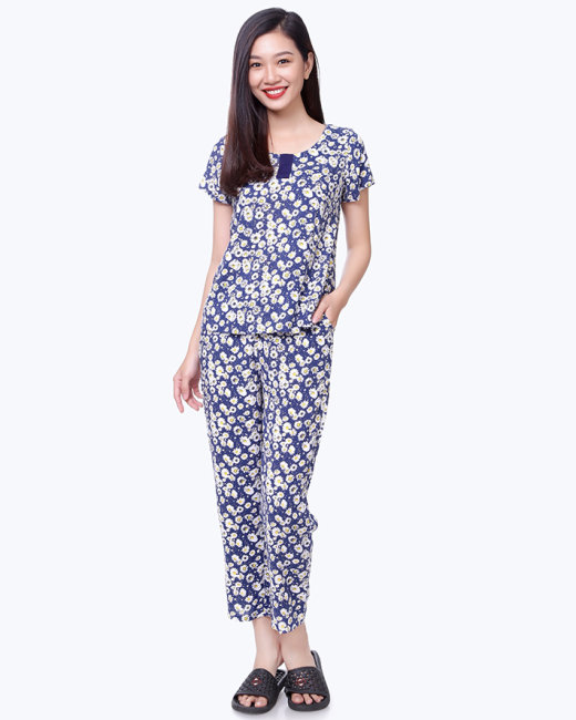 Bộ Dài Rayon Hoa Cổ Tròn – TH Quế Lâm 