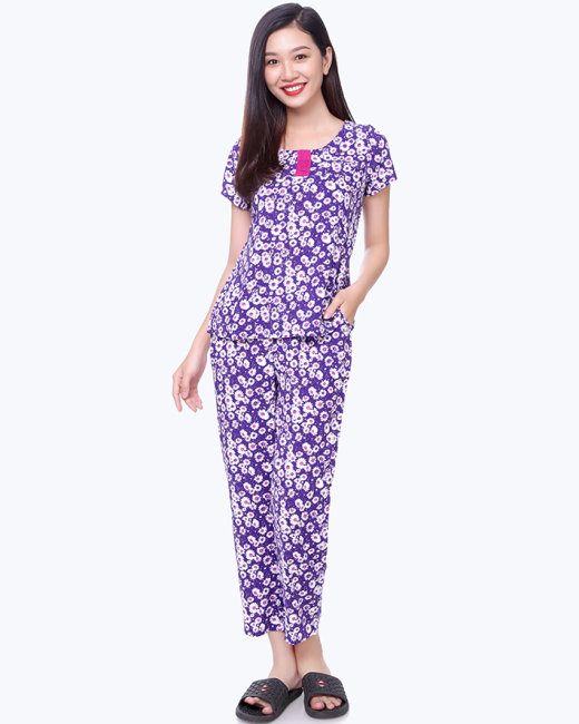 Bộ Dài Rayon Hoa Cổ Tròn – TH Quế Lâm 