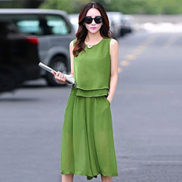 Set Quần Culottes + Áo 2 Lớp Fashion 