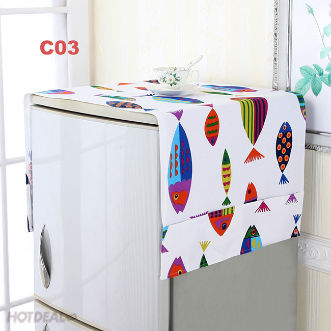 Tấm Phủ Bảo Vệ Trang Trí Tủ Lạnh, Máy Giặt Vải Bố Cách Điệu