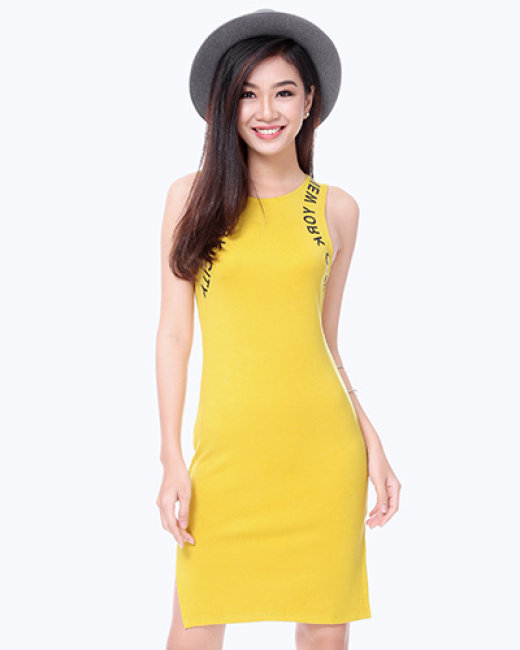 Đầm body đuôi cá lệch vai màu vàng tay ngắn | Shopee Việt Nam