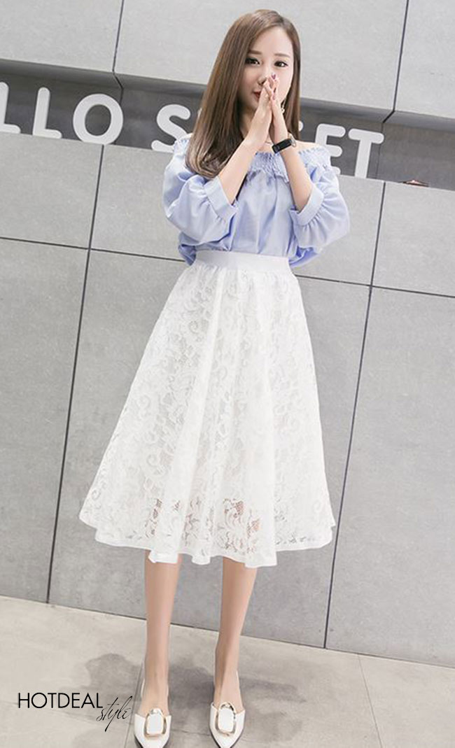 Đầm xoè peplum tafta phối chân váy ren trắng | Thương hiệu thời trang công  sở cho phái đẹp