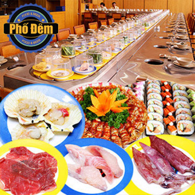 Buffet Trưa Lẩu Băng Chuyền Bò Mỹ, Hải Sản & Sushi Nhật - Nhà Hàng Phố Đêm