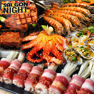Buffet Tối 40 Món Hải Sản, Thịt Bò Nướng Không Giới Hạn – View Cực Đẹp Tại Buffet Sân Thượng Sài Gòn Night