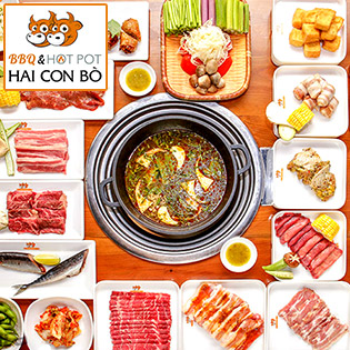 Hệ Thống 03 CN Hai Con Bò - Buffet BBQ Bò Mỹ, Hải Sản & Lẩu Thượng Hạng, Free Kem Fanny & Nước