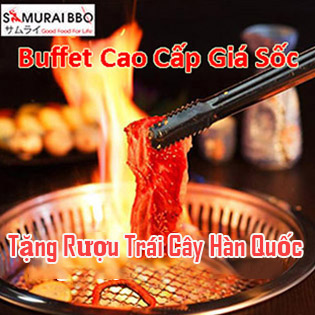 Buffet Trưa Gần 70 Món BBQ Bò Mỹ, Hải Sản, Sushi & Lẩu Nhật Tại Samurai BBQ - Tặng Buffet Kem