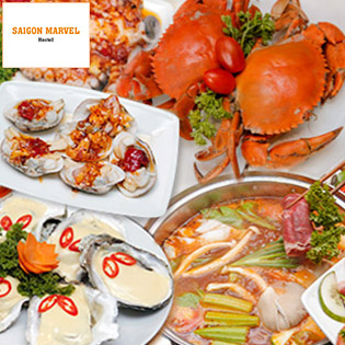 Buffet 90 Món Hải Sản, Bò Úc Nướng & Lẩu Ngay Phố Tây - Saigon Marvel Hostel