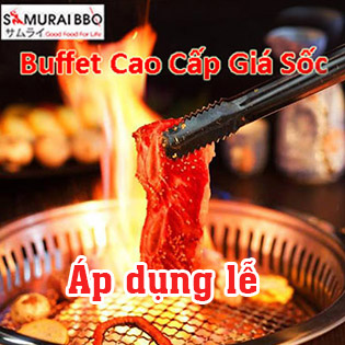 Buffet Trưa Samurai BBQ - Gần 70 Món BBQ & Lẩu Bò Mỹ, Hải Sản & Sushi – Tặng Buffet Kem