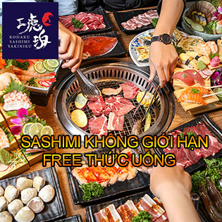 Hot - Kohaku Buffet Sashimi, Nướng & Lẩu Hơn 120 Món Bò Mỹ, Hải Sản Cao Cấp - Free Buffet Nước