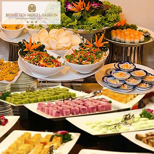 Buffet Chay Buổi Trưa Hơn 40 Món. Miễn Phí Nước Uống Tại Nhà Hàng Cỏ Nội - Bông Sen Hotel Annex