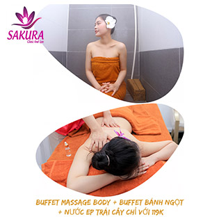 Buffet Massage Body 4IN1 Cho 1 Người + Buffet Món Ngọt + Nước Ép Trái Cây Các Loại Sử Dụng Không Giới Hạn, Giá Sốc Tại Sakura Clinic & Spa
