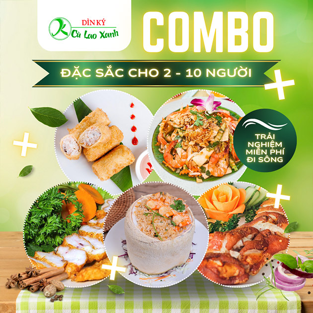 Dìn Ký Cù Lao Xanh - Combo Cho 2-10 Người + Miễn Phí Đi Thuyền