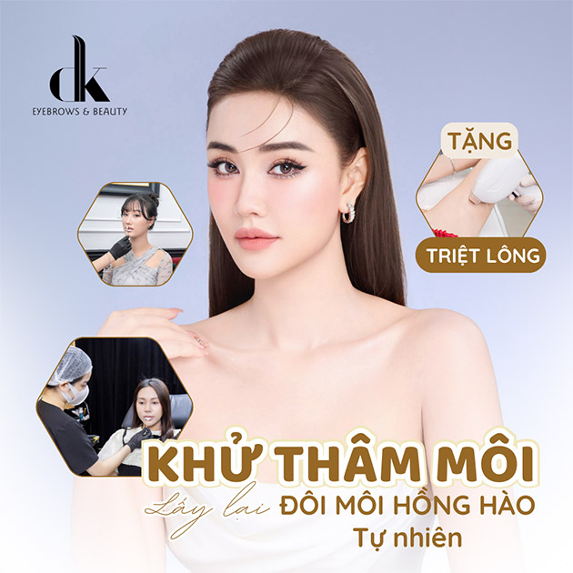 DK Eyebrows & Beauty - Khử Thâm Môi, Tặng 2 Buổi Triệt Lông 