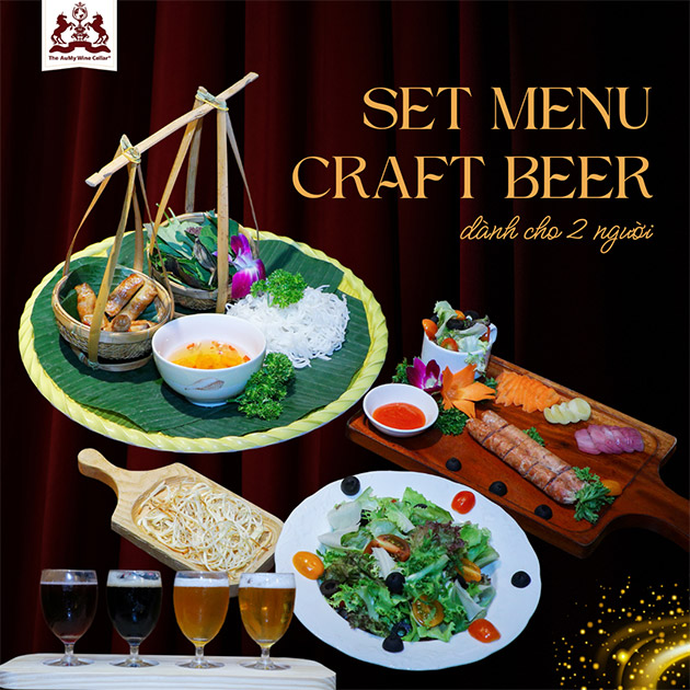 Hầm Rượu Aum Wincellar - Set Menu Craft Beer/ Rượu Vang Cho 2 Người