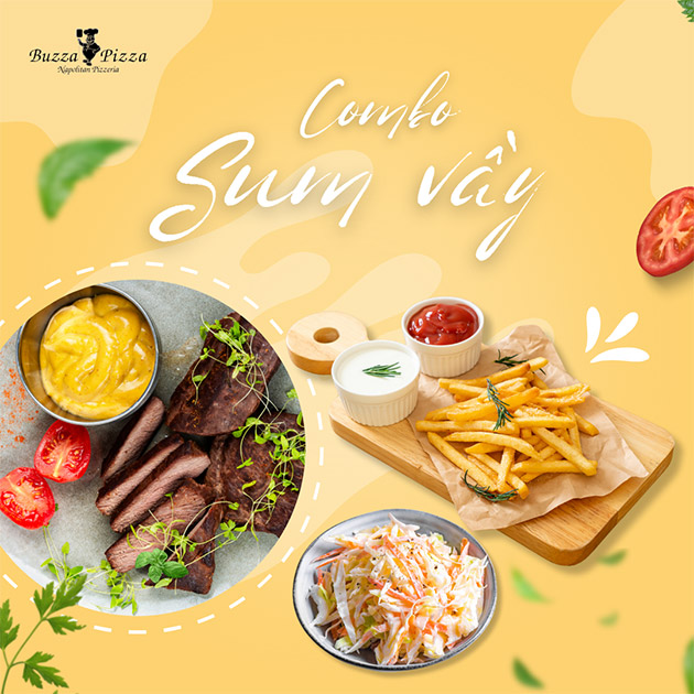 Buzza Pizza - Combo Sum Vầy Steak Sốt Phô Mai Trứng Muối 2 Người