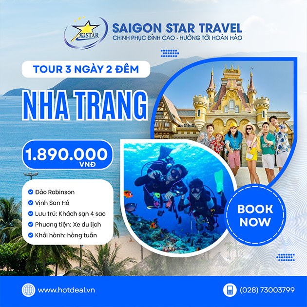 Tour Nha Trang 3N2Đ - Đảo Robinson - Vịnh San Hô