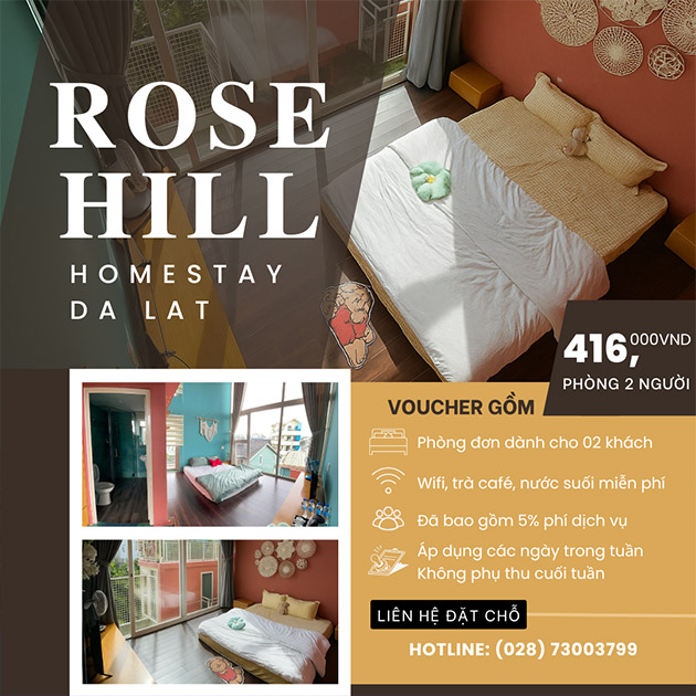 Đà Lạt Rose Hill Villa - Home Stay 2N1Đ Phòng 2 Người