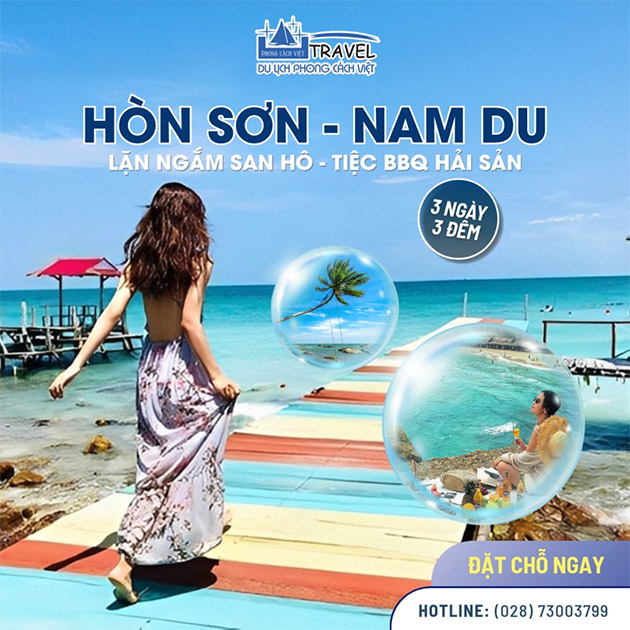 Tour Đảo Hòn Sơn - Nam Du 3N3Đ - Ngắm San Hô - Tiệc BBQ - BD014
