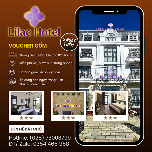 Lilac Hotel Đà Lạt 3* - Big Deal - Deluxe Double 2N1Đ - 2 Khách