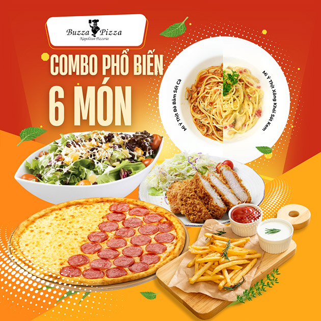 Buzza Pizza - Combo Phổ Biến 6 Món Cho 2 Người