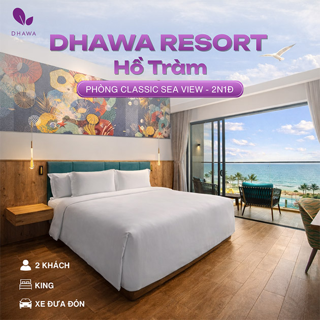 Dhawa Resort Hồ Tràm 5* - 2N1Đ P. Classic Sea View - Xe Đưa Đón